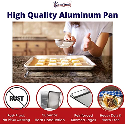 KITCHENATICS Half Sheet Baking Sheet Pan Set, Nonstick Aluminum, 13x18, 2Pc - size: 13.1" x 17.9" Half Sheet Pans - 2 PCS