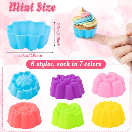 R HORSE Mini Silicone Cupcake Molds, Multi Flower-Shaped Baking Cups - color: Rose