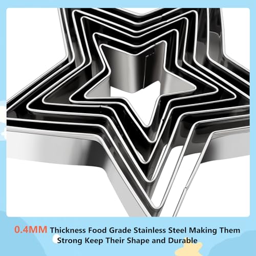 Star Cookie Cutter Set 6pcs Star Shaped Mold Metal Cookie Cutters Sandwiches Cutter Shapes Biscuit Mold for Kids Holiday Birthday Party