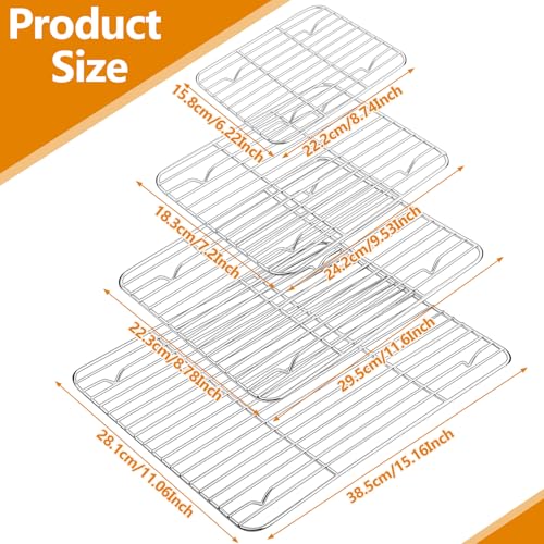 4Pcs Cooling Rack, Stainless Steel Baking Racks, 4 Various Sizes