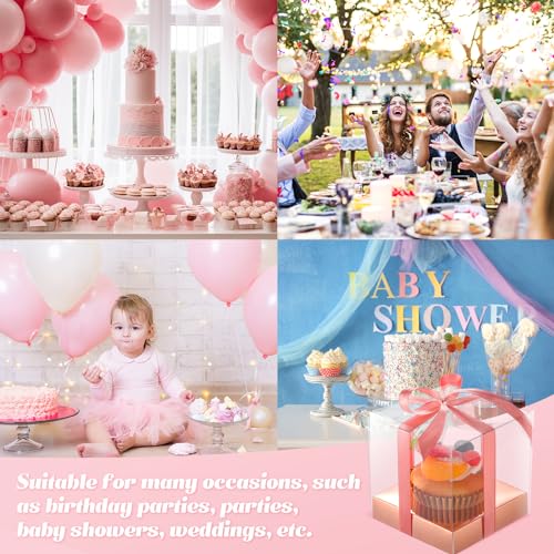 Thenshop 50 Pcs Clear Cupcake Boxes Individual 3.5 Inch, Rose Gold - color: Rose Gold