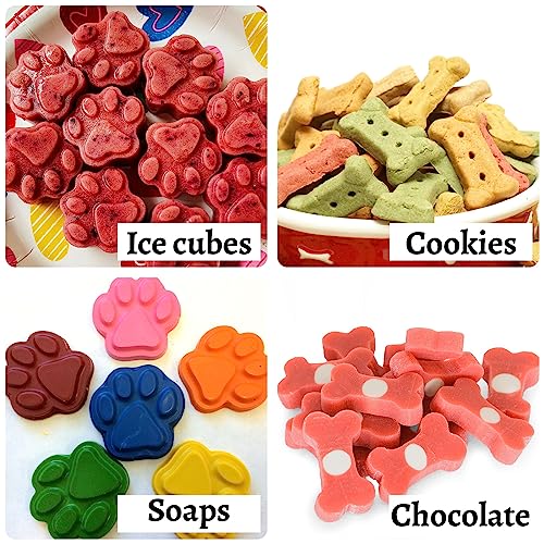 Paw Print Mold Dog Treat Mold Bone Silicone Molds 3 Pcs Dog Treat Molds for Baking Dogs Paw Puppy Treat Ice Cube Trays Cookies Chocolate Candies - color: A