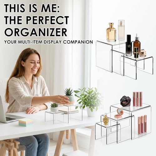 Fixwal 2 Set Clear Acrylic Display Risers Cupcake Stands