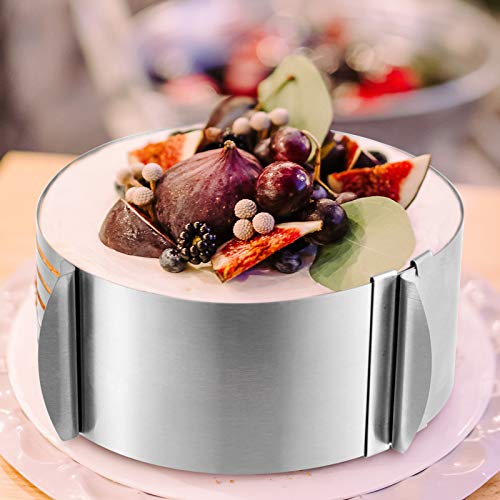 2 Pack Cake Slicer, Stainless Steel Cake Cutter Leveler 7-Layer 6-8 inch and 9-12 inch Adjustable Cake Ring Molds for Baking, Cutting and Slicing Cakes - Silver