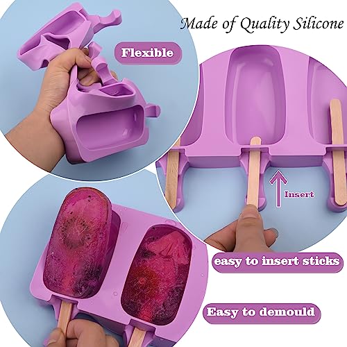 WMKGG Popsicle Silicone Molds Set, 2 PCS Ice Cream Molds(Standard/Purple) - color: Purple