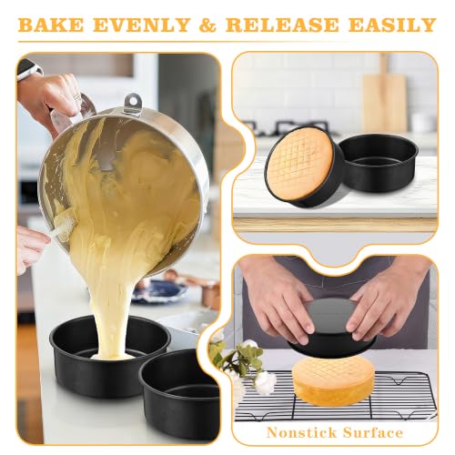 E-far 7 Inch Cake Pan, 3PCS Nonstick Stainless Steel Baking Cake Pans Tins - size: 7 Inches