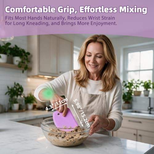 Sapid Silicone Bowl Scraper Flexible Curved Edge Dough Scraper Baking Bread - color: Purple