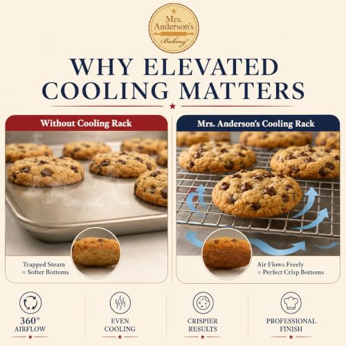Mrs. Anderson's Baking Professional Cooling Rack, Heavy Duty Steel, Fits Quarter-Size Sheet Pans, 12 x 8.5 x 0.5-Inches - size: Quarter-Size - 8.5 x 12-Inch
