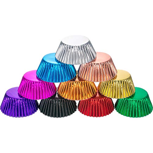 Sumind 200 Pieces Foil Cupcake Liners Metallic Standard Size 2 Inch Baking