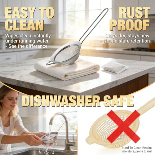 Anaeat Fine Mesh Strainers - Premium Stainless Steel Colander Sieve Sifters, with Durable Mesh and Sturdy Handle, Excellent for Sifting Dry ingredients, Flour, Pastas, Rice, Tea (4.73"） - color: 4.73" Diameter