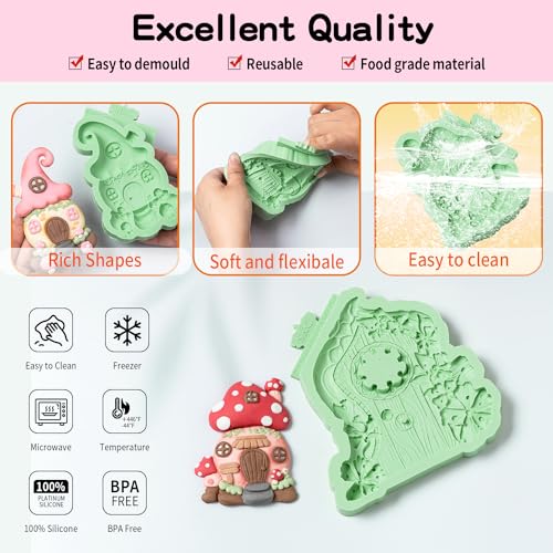 Fairy Gnome Hat Fondant Silicone Mould - Enchanted Cake Decorating Tool - color: Mushroom