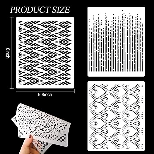 DI QIU REN 8PCS Cake Decorating Stencils & Templates, 8x9.8Inches Large Floral Cake Printing Fine Hollow Lace Cookie Fondant Dessert Cake Templates, Side Baking Mesh Stencil Tool for Cake Decor