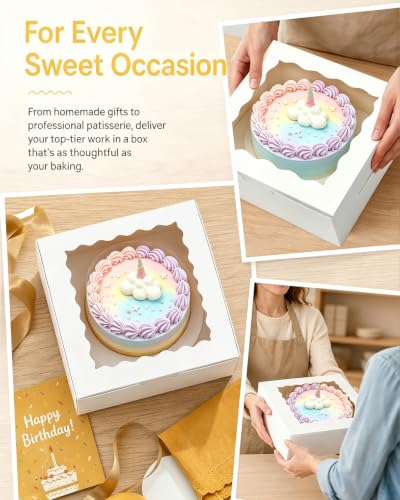 Bakepacker 6"x6"x5" Cake Boxes with Window 36 Sets White - color: White, size: 36Sets,6"x6"x5"