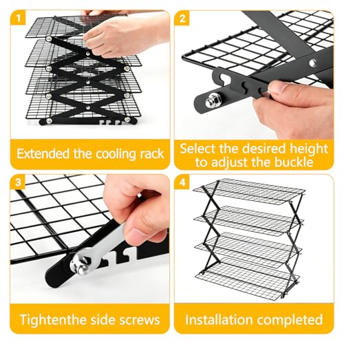 4 Tier Cooling Racks for Cooking and Baking Collapsible Cookie Rack Cooling - size: 4-Tier
