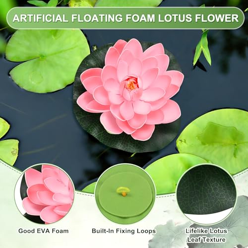 M METERXITY 1-Set Artificial Floating Lotus Flower 7 inch, Dark Red - color: Dark Red, size: 6.7 Inch