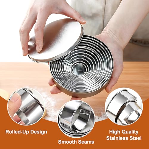 12-Piece Round Cookie Cutter Set - size: 12PCS Round Silver