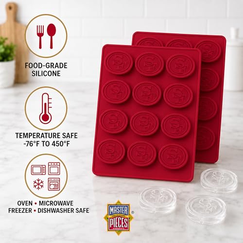 MasterPieces Game Day Set - FanPans NFL San Francisco 49ers - Silicone Ice Cube Trays Two Pack - Dishwasher Safe - style: San Francisco 49ers