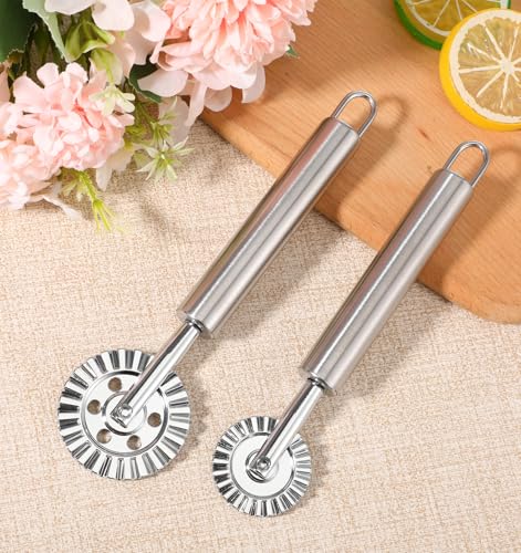 2Pcs Pie Crimper, Fluted Pastry Wheel with Fluted Edge