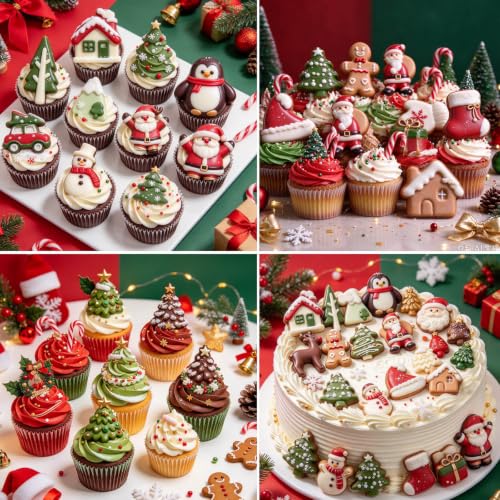 3 Pack Christmas Silicone Baking Mold, Christmas Tree Holiday Silicone Molds Soap Candy Molds for Chocolate Jello Snowman Gingerbread Snowflakes Socks Bells Santa Baking Mold (Xmas-Pink) - color: Xmas-Pink