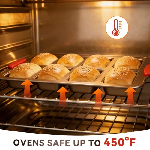 Mini Loaf Pans 8 Cavity Loaf Baking Pans With Silicone Handle Gold - color: Gold, size: 8 Cavity Mini Loaf Pan