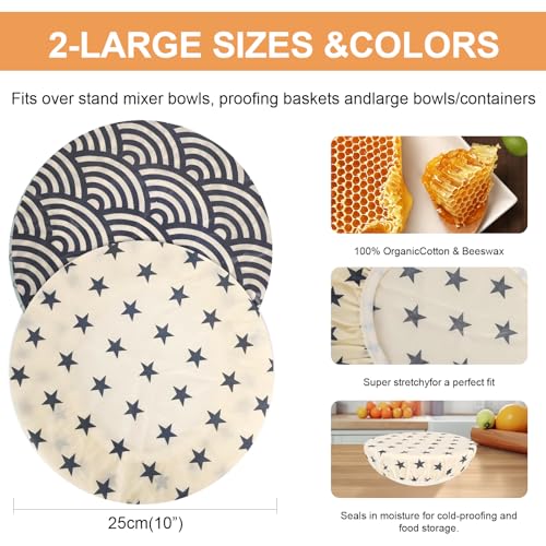2Pcs 10inch Reusable Beeswax Elastic Bowl Covers for Bread Proofing - style: star