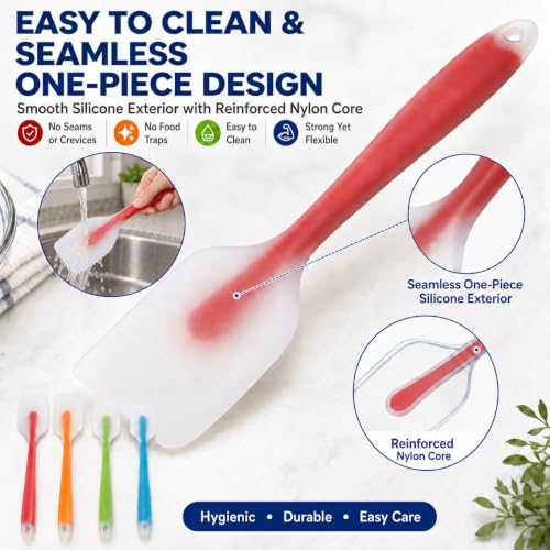 HiramWare Silicone Spatula Set of 4, Heat Resistant, Food Grade - size: 4 Small(Blue, Green, Orange, Red)
