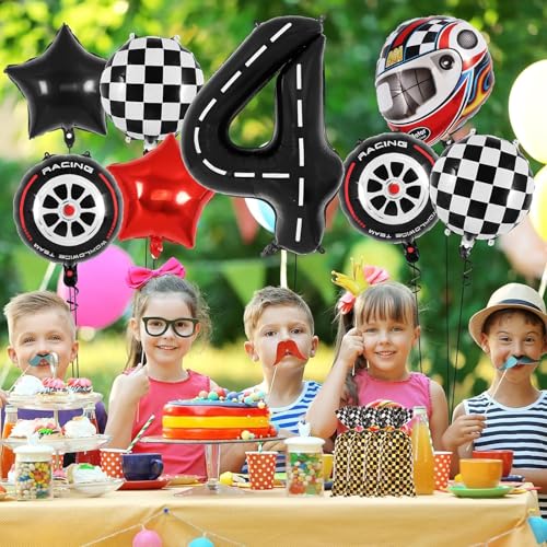 CSTYWC 50 Pieces Cellophane Car Candy Bags Black White Checkered Racing Treat Bags Plastic Race Gift Goodie bags with 50Pieces Twist Ties for Cars Birthday Party Decorations