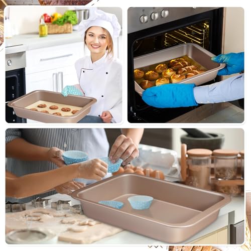 Qinyoung 1 Pcs Gold Cake Pan with Lid and Handle, 9 X 13 Inch - color: Gold