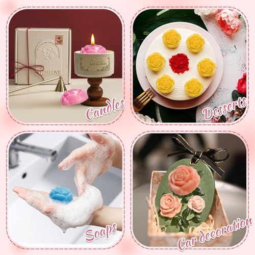 Rose Molds for Chocolate, 2 Pack Small Rose Flower Silicone Molds 30-Cavity - color: 2 Pcs Rose Flower Silicone Molds