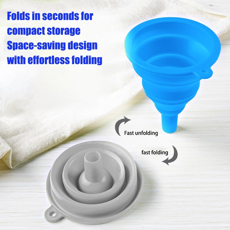 Silicone Funnel Set 35g 1 Piece Blue Collapsible Kitchen Funnel