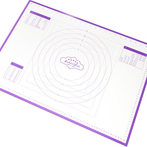 Silicone Pastry Mat Large, 26 x 18 inches. Nonstick Rolling Mat with Measurement Markings in Inches and Centimeters, Conversion Charts, BPA Free, Dishwasher Safe, Heat Resistant to 450°F - size: Large