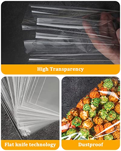 Labeol 160pcs Clear Cellophane Bags 7X14 Treat Bags with Ties Goodie Bag Clear Gift Bag for Packaging Popcorn Party Favor Cookie Candy Bakery Plastic Gift Wrap - size: 7X14
