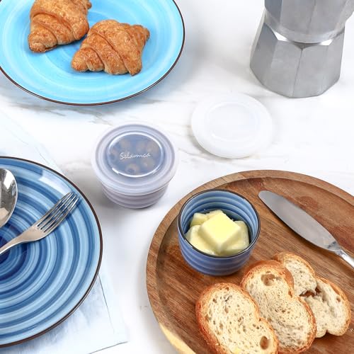 Selamica 4 oz Ramekins with Lids Oven Safe, Set of 6, Gradient Blue - color: Gradient Blue, size: 4 Oz