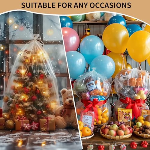 Jumbo Large Clear Cellophane Gift Bags 40x50 Inch for Large Gift Baskets - size: 40x50 Inch