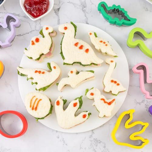Nifogo Dinosaur Cookie Cutters 9 Pcs - color: E-Purple Green 9pcs