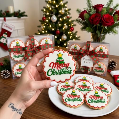 "Merry Christmas" Scalloped 3D Cookie Cutter and Stamp (8 cm / 3.15 inches) – Suitable for fondant, modeling clay, crafts, and cookies; ideal for kids and adults. Merry Christmas! - color: Merry Christmas