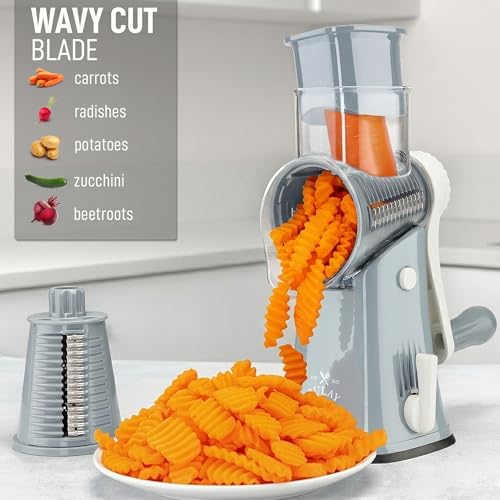 Rotary Cheese Grater Hand Crank, Vegetable Shredder - Gray & White - color: 05 - White and Gray