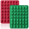 HKNMTT Christmas Silicone Molds for Xmas Candy Chocolate Wax Decor, 84 Cavity 7 Shapes Gummy Mould, Including Santa Gift Box Snowflake Bell Glove Tree Gingerbread Food Grade Holiday Baking DIY Moulds - style: 7 Shaped Xmas 2PCS