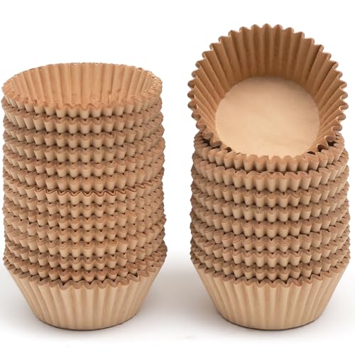 qiqee 600pcs Natural Cupcake Liners Muffin Linner No Smell, Food Grade Brown Baking Cups（Standard Size） - color: Brown, size: Standard Size/600Packs