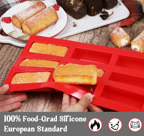 Webake Silicone Cream Canoe Pan, 9-Cavity Mini Log Cake Mold for Baking, Oblong Filled Snack Cake Mold for Mousse, Pudding and Desserts - style: Cream Canoe