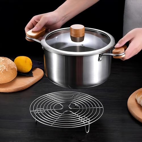 Round Steamer Rack, Cooling Rack, Stainless Steel Pot Mat, Wire Steamer Rack for pot cookers and pressure cookers (7 * 16cm) - size: 7*16cm