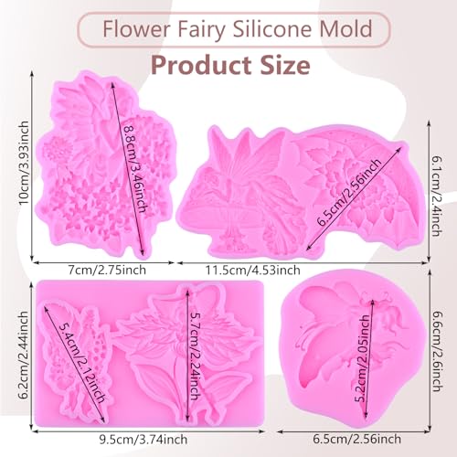 Fairy Angels Silicone Mold Flower Fairy Fondant Molds Set Of 4
