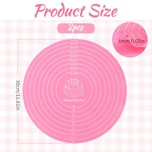 2Pcs 12" Silicone Cake Mat Non Slip Cake Turntable Mat