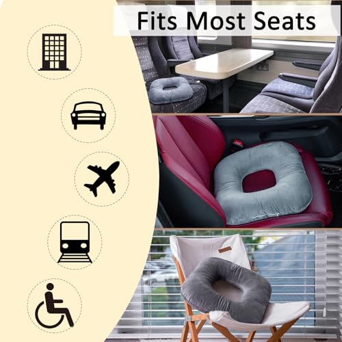 Hshbxd Donut Pillow, Tailbone Cushion for Wheelchair, Office and Travel - color: Gray-diagonal Grid