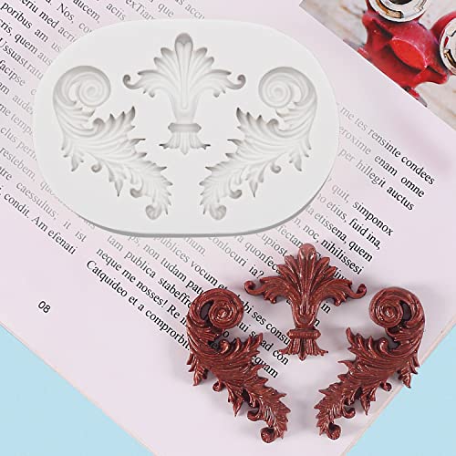 3 Pcs Baroque Style Silicone Molds, Curlicues Scroll Lace Fondant Molds, Relief Flower Mould Filigree Mold 3D Sculpted for Gummy Sugar, Cupcake Topper, Polymer Clay, Crafting Projects - color: Gray-C