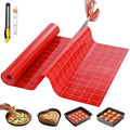 GTJ Silicone Baking Mat Roll, Reusable Baking Sheet Liners, 16 in x 10 ft - color: Red + White Line, size: 120"L x 16"W