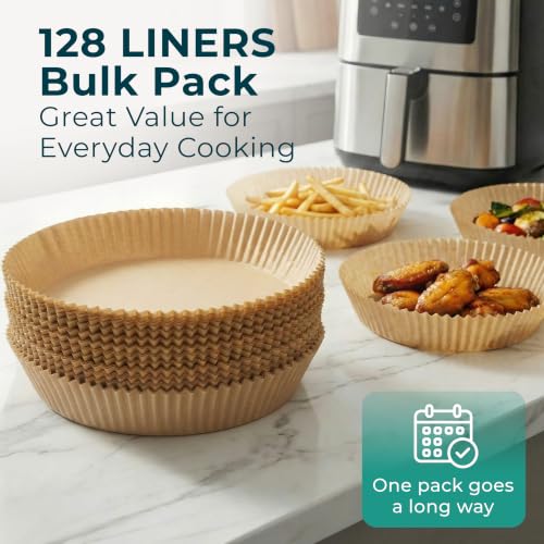 Air Fryer Liners Disposable Large 9.1” Round for 8-12 QT Basket - 128 Pcs - size: 9 inch - Round