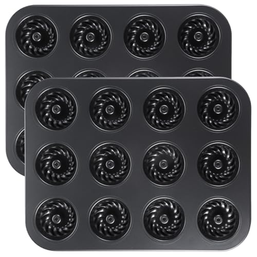 2 Pack Mini Fluted Cake Pan, 12 Cavity Fluted Cake Pans for Baking