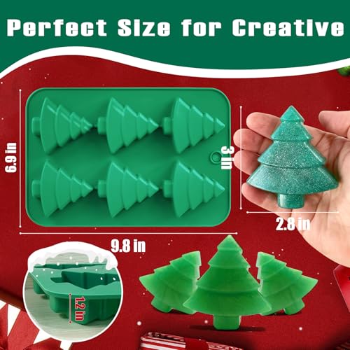 Christmas Tree Silicone Molds 2PCS for Soap Chocolate Candy Cake Cocoa Bomb Bath Bomb Ice Candle Food, 3D Xmas Themed Treat Baking & Freezing Tray BPA Free Food Grade Holiday Moulds - style: Xmas Tree 2PCS