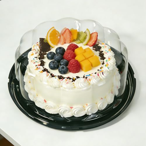 6 Pack Disposable Cake Containers with Lids,8" Plastic Cakes Stand with Lid - size: 8 Inches-6 Pack
